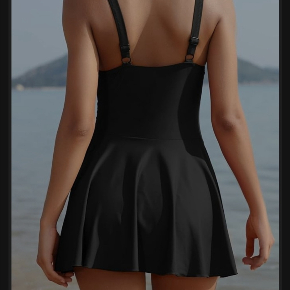 SHEKINI WOMEN'S ONE PIECE BLACK SWIMDRESS MEDIUM SIZE NEW - Picture 9 of 10